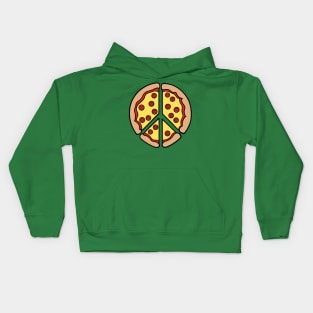 Peace Sign Made out of Pizza - Cheesy Pepperoni Love Kids Hoodie